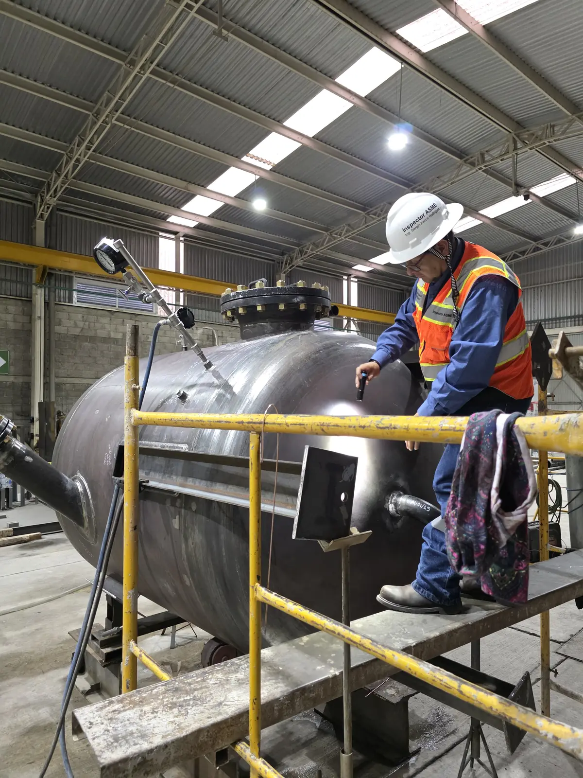 Prueba hidrostática presenciada por el inspector autorizado ASME
